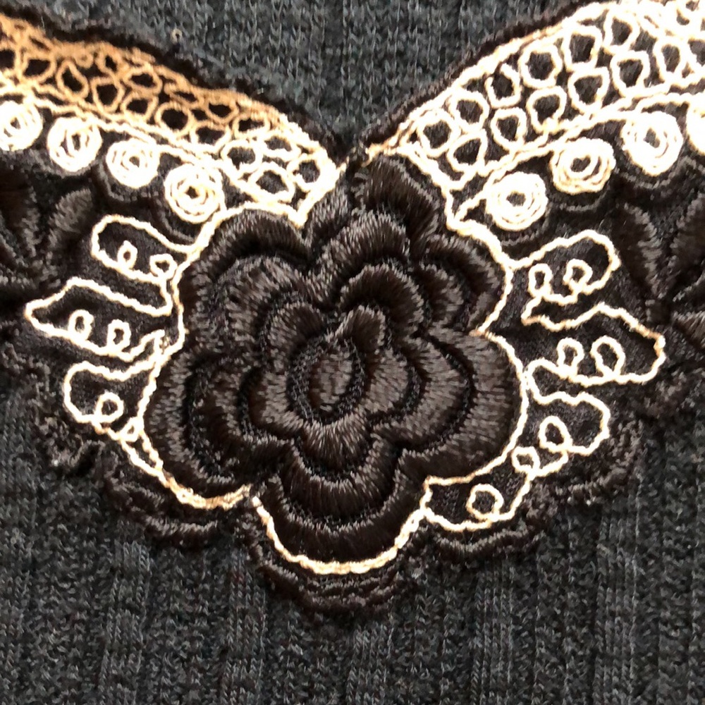 Only Hearts embroidered Blk Stretchy Cotton Tank - Picture 8 of 11